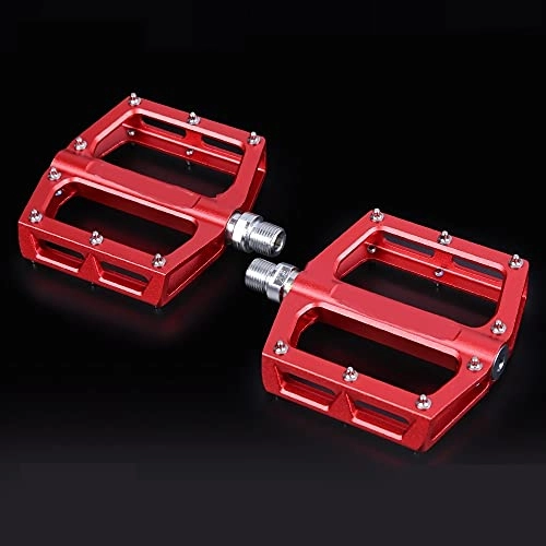 Mountain Bike Pedal : Bicycle Pedals Ultralight Aluminum Alloy Colorful Hollow Anti-skid Bearing Mountain Bike Foot Pedal (Color : RED-A pair)