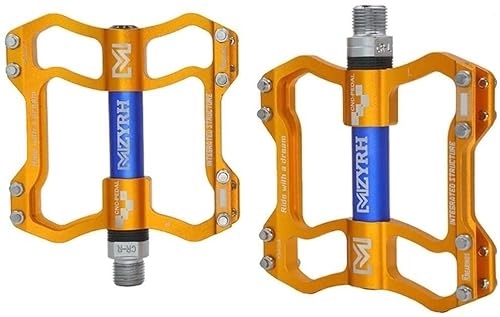 Mountain Bike Pedal : Bicycle Pedals Universal Cycling Footpegs Pair Of Aluminum Non-Slip Mountain Bike Pedals Accessories (Color : Gold, Size : Free size)