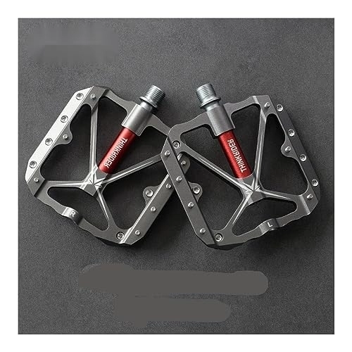 Mountain Bike Pedal : Bicycle Pedals With Reflector Waterproof Anti-slip Bicycle Pedals, For Road Bike Mountain Bike, Universal Bicycle Accessories (Color : Titanium-Red)