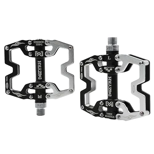 Mountain Bike Pedal : Bicycle Pedals With Reflector Waterproof Anti-slip Bicycle Pedals, For Road Bike Mountain Bike, Universal Bicycle Accessories (Color : Y08-Black silver)