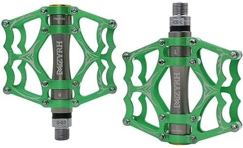 Mountain Bike Pedal : Bicycle PedalsUltra-light Aluminium Alloy Lap-top Mountain Bike Road Bike Universal Pedals (Color : Green+gray, Size : Free size)