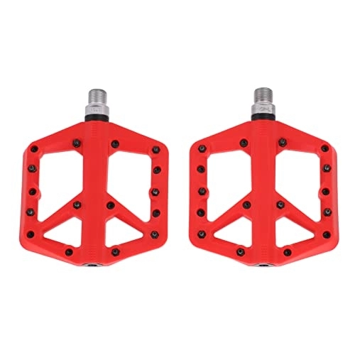 Mountain Bike Pedal : Bicycle Platform Pedals, Flat Mountain Bike Pedal Waterproof Wear Resistant for City Bikes for Road Bikes for Folding Bikes(red)