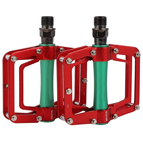 Mountain Bike Pedal : Bike Accessories, Aluminum Alloy Durable 1 Pair Bike Pedals for Cycling for Road Mountain BMX MTB Bike(Red Green)