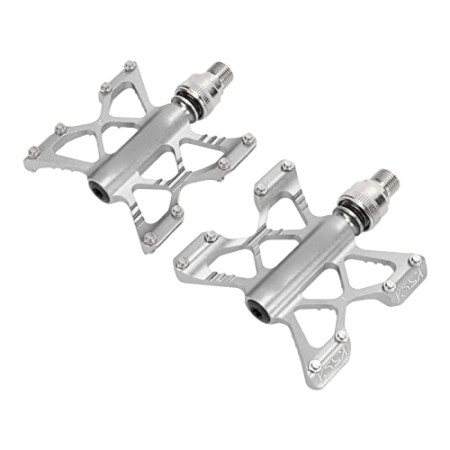 Mountain Bike Pedal : Bike Bearing Pedals, Bicycle Pedal Aluminum Alloy Flat Edge Waterproof for Folding Bikes for Mountain Bikes(Silver (boxed))