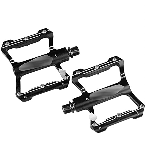 Mountain Bike Pedal : Bike Bicycle Pedals 1 Pair Ultralight Aluminum Alloy Bicycle Pedals CNC Sealed Bearing Flat Platform Antiskid Cycling Pedal MTB Riding Bike Part Aluminum Alloy (Color : Black)