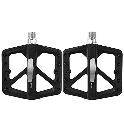 Mountain Bike Pedal : Bike Bicycle Pedals 1 Pair Ultralight MTB Mountain Road Bike Pedal Nylon Bearing Non-Slip Bicycle Flat Platform Pedals Cycling Supplies Aluminum Alloy (Color : Black)