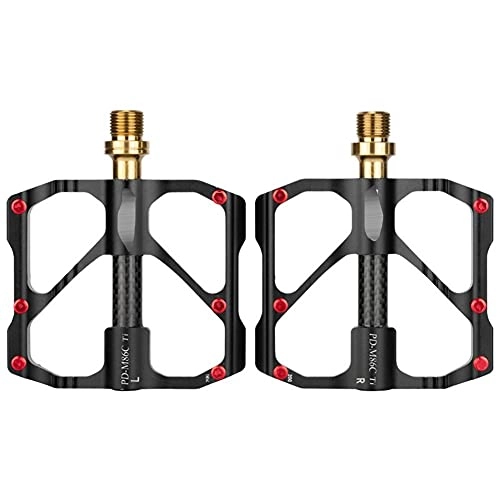 Mountain Bike Pedal : Bike Bicycle Pedals Cycling Pedals Titanium Shaft Carbon Tube Bicycle Pedals Cycling Accessories Mountain Bikes 3 Palin Pedals Road Bike Pedals Aluminum Alloy (Color : Gold)