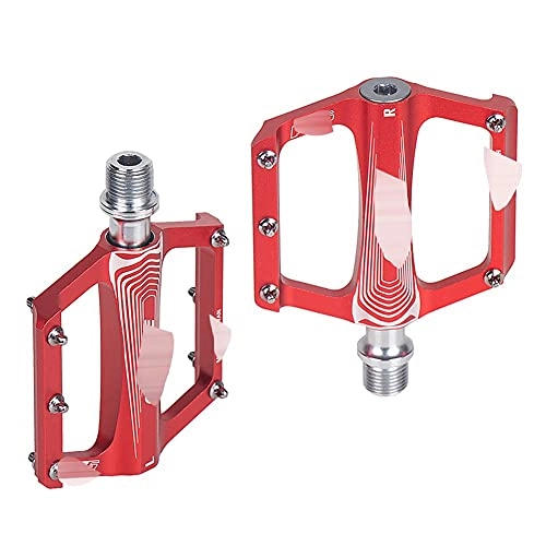 Mountain Bike Pedal : Bike Bicycle Pedals Folding Bicycle Pedals Aluminium Alloy Flat Bicycle Platform Pedals Anti-skid Mountain MTB Bike Pedals Cycling Road Pedals Aluminum Alloy (Color : Red)