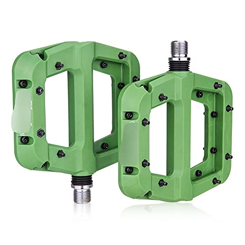 Mountain Bike Pedal : Bike Bicycle Pedals MTB Bike Pedal Nylon 2 Bearing Composite 9 / 16 Mountain Bike Pedals High-Strength Non-Slip Bicycle Pedals Surface Compatible with Road BMX MT Aluminum Alloy (Color : Green)