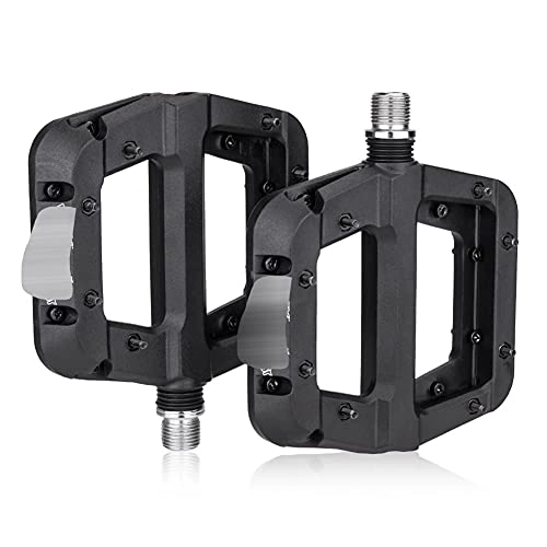 Mountain Bike Pedal : Bike Bicycle Pedals Nylon Fiber Bicycle Pedal Ultralight Wide Bearing Pedal Flat Platform Pedals 9 / 16 Inch Bearing Pedals Mountain Bike Pedal Aluminum Alloy (Color : Black)