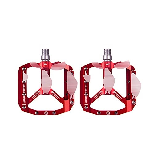 Mountain Bike Pedal : Bike Bicycle Pedals Road Bicycle CR-MO 9 / 16" Spindle, Three Pcs Ultra Sealed Bearings Pedals L7U Material +DU Aluminum Strong Powerful MTB Pedal Aluminum Alloy (Color : Red)