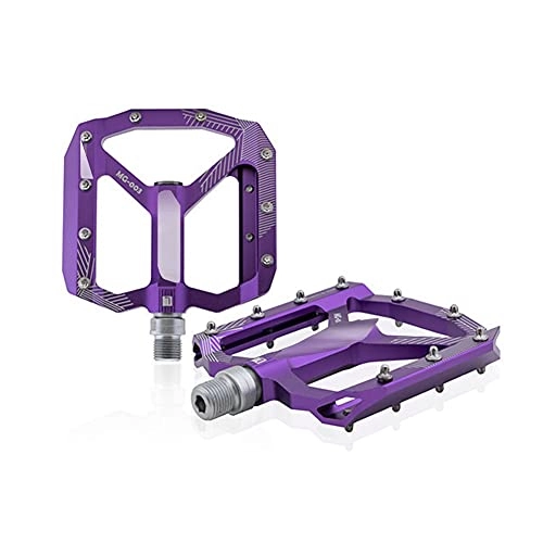 Mountain Bike Pedal : Bike Bicycle Pedals Utral Sealed Bike Pedals CNC Aluminum Body for MTB Road Bicycle 3 Bearing Bicycle Pedal Aluminum Alloy (Color : Purple)