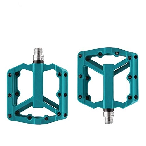 Mountain Bike Pedal : Bike Mountain Bicycle Road Cycling Nylon Pedals Sealed Bearing Flat Platforms Lightweight Durable Corrosion Resistance Easy Installation (Color : Blue)