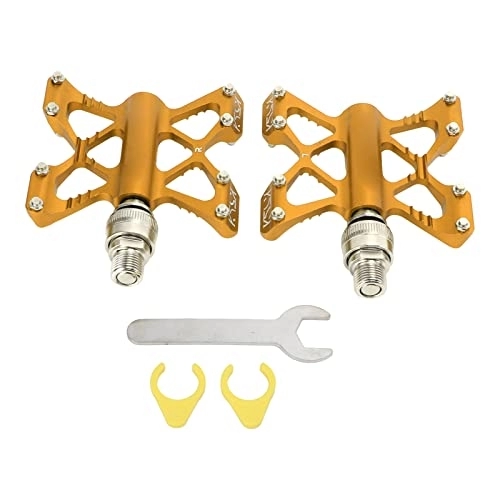 Mountain Bike Pedal : Bike Pedal, 1 Pair Litepro K5 Bicycle Quick Release Pedals Aluminum Alloy Bike Bearing Pedals for Road Mountain Folding Bikes(GOLD)