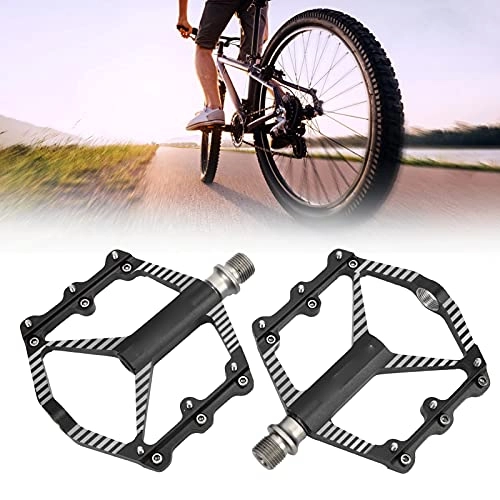 Mountain Bike Pedal : Bike Pedal, 2 pcs Bike Bearing Aluminum Alloy Pedal Hollow Design Mountain Bicycle Bearing Pedal Accessories(4.8 x 4inch) (Black)