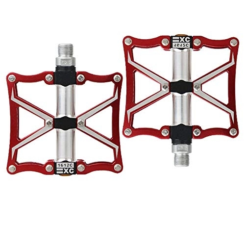 Mountain Bike Pedal : Bike Pedal Accessories Bicycle Pedal Cycling Equipment Bearing Palin Mountain Bike Pedals Non-Slip Pedal for BMX MTB (Color : Red)