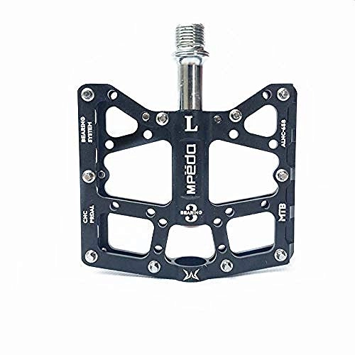 Mountain Bike Pedal : Bike Pedal CNC for BikingAluminum alloy mountain bike pedal road bike bearing ankle wide Palin bicycle pedal black