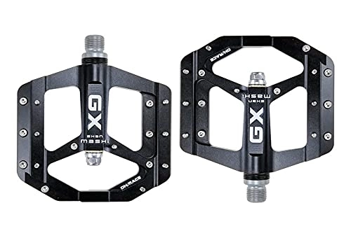 Mountain Bike Pedal : Bike Pedal Flat Foot Pedal Sealed Bike Pedals CNC Aluminum Body For MTB Road Mountain Bike 3 Bearing Bicycle Pedal Parts Mountain Bike Pedals (Color : Black)