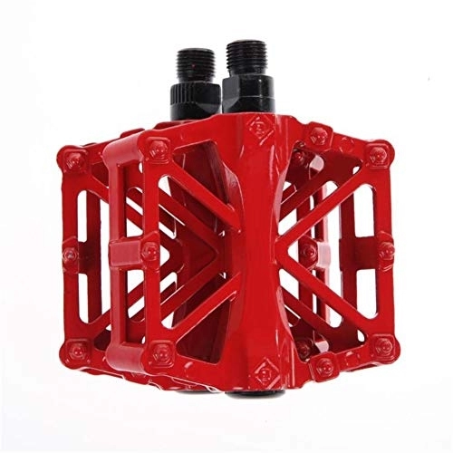 Mountain Bike Pedal : Bike Pedal, ihreesy Bicycle Pedals Mountain Bike Road Bike Bicycle Pedals Anti-Slip Flat Pedals Aluminum Alloy Pedals With 3 Bearing 9 / 16 Inch Cr-Mo Steel Spindle, Red
