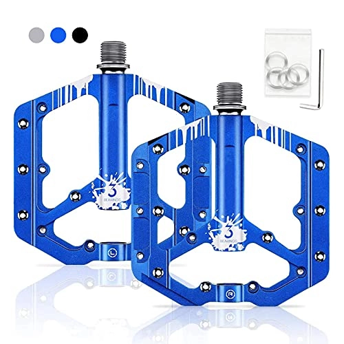 Mountain Bike Pedal : Bike Pedal Metal, BRGOOD Mountain Bicycle Pedals Ultralight Aluminum Alloy Road Bike Pedal, Non-Slip 9 / 16 Inch Bicycle Platform Flat Pedals Hybrid Pedals for Road BMX MTB Bike (Blue)