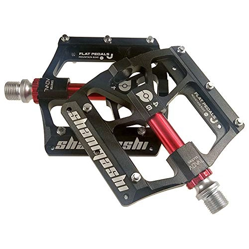 Mountain Bike Pedal : Bike Pedal Mountain Bike Pedals 1 Pair Aluminum Alloy Antiskid Durable Bike Pedals Surface For Road BMX MTB Bike Black Red (4.6 Model) Enhance Your Safety