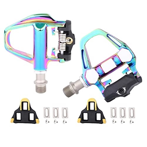 Mountain Bike Pedal : Bike Pedal, SPD Clipless Pedals Universal Road Bike Pedal Bicycle Platform Pedals with Locking Tab Compatible for Mountain / Road Bike, colorful