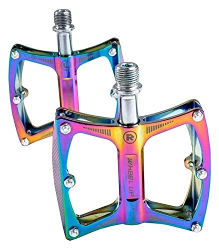 Mountain Bike Pedal : Bike Pedal Ultralight Aluminum Alloy Anti-Slip Platform Bearing Colorful Pedals for BMX Mountain Bike Accessories Bike Pedals for Suitable all Types of Bicycles (Color : Rainbow)
