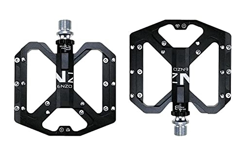 Mountain Bike Pedal : Bike Pedal Ultralight Anti-Slip Aluminum Alloy Cnc Mtb Bike Pedal Enzo Model Mountain Competition Bicycle Spare Part For Flat Feet With 3 Bearings-Black