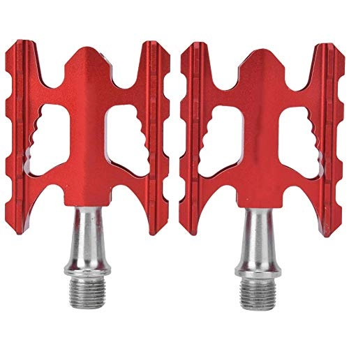 Mountain Bike Pedal : Bike Pedals, 1 Pair Aluminium Alloy Ultralight Bicycle Bearing Pedal Replacement Accessory for Folding Bike Mountain Bike Pedals, (Red)