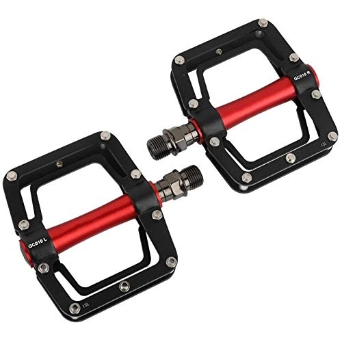Mountain Bike Pedal : Bike Pedals, 1 Pair Aluminum Alloy Durable Universal Pedal for Road Mountain BMX MTB Bike for Most Bikes(black+red)