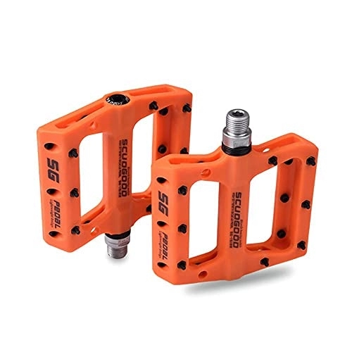Mountain Bike Pedal : Bike Pedals 1Pair Flat Bicycle Pedal Nylon Fiber Sealed Bearing Large surface Pedals MTB Bicycle Part For Cycling Bike Accessories Mountain Bike Pedals (Color : Orange)
