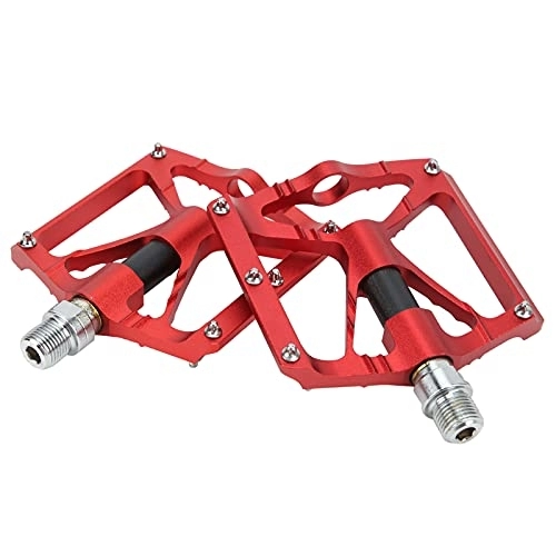 Mountain Bike Pedal : Bike Pedals 2pcs Durable Aluminum Alloy Mountain Bike Pedals Lightweight Anti-skid Surface Bike Flat Pedals for Mountain Road Bikes Folding Bikes(red)