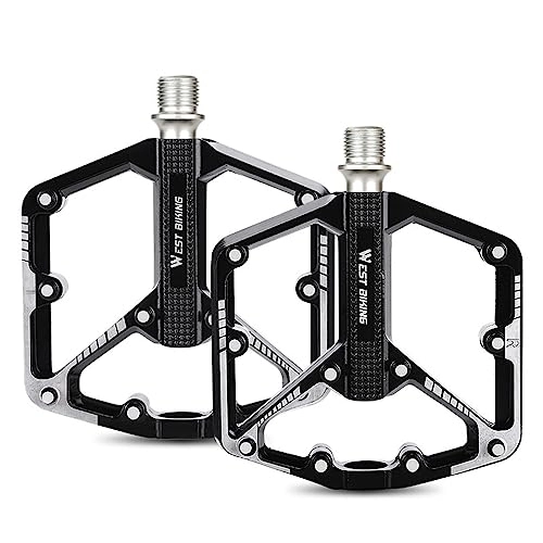 Mountain Bike Pedal : Bike Pedals, 3 Sealed Bearings Bicycle Pedals, Non-Slip Aluminum Replacement Pedals for Universal Mountain Bike Road Bike, Black