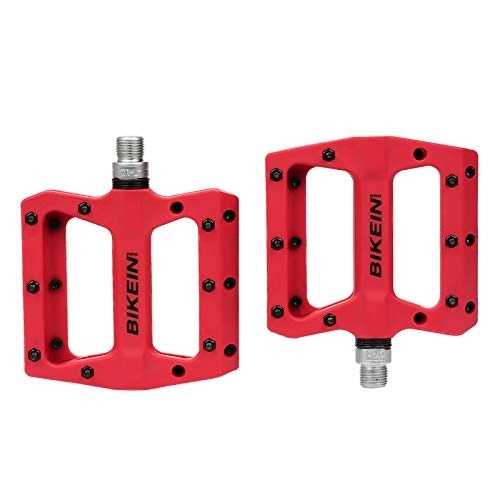 Mountain Bike Pedal : Bike Pedals 355g Ultralight Mountain Bike Pedal BMX Bicycle Flat MTB Pedal Fixed Gear Nylon Carbon Fiber Platform Cycling Accessories Mountain Bike Pedals (Color : Red)
