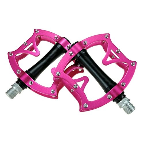 Mountain Bike Pedal : Bike Pedals, Aluminum Alloy CNC Technology Oxidation Treatment Widen Pedals with Non Slip Nail for Mountain Road Trekking Bike, Pink