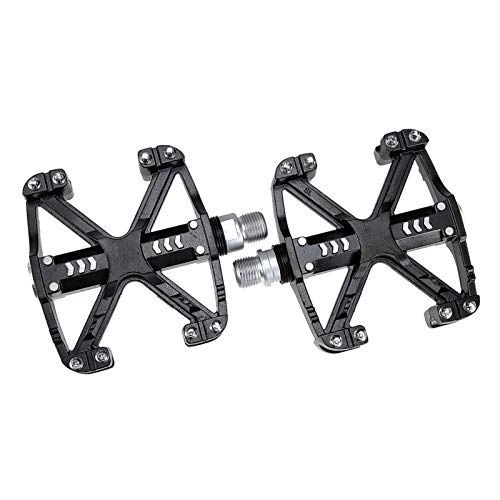 Mountain Bike Pedal : Bike Pedals, Aluminum Alloy High Strength Bearings Non Slip Widen Pedals with for Mountain Road Trekking Bike, Black