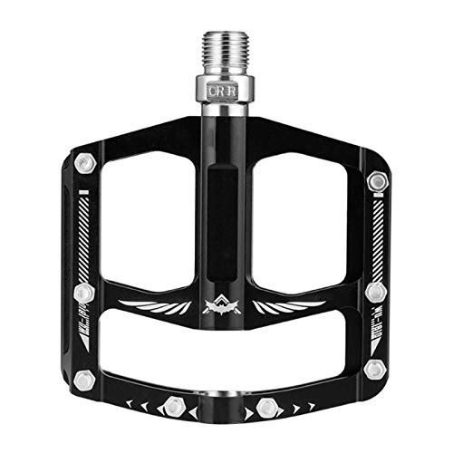 Mountain Bike Pedal : Bike Pedals, Aluminum Alloy Lubricate Bearings Widen Pedals Bicycle Accessories for Mountain Road Trekking Bike, Black