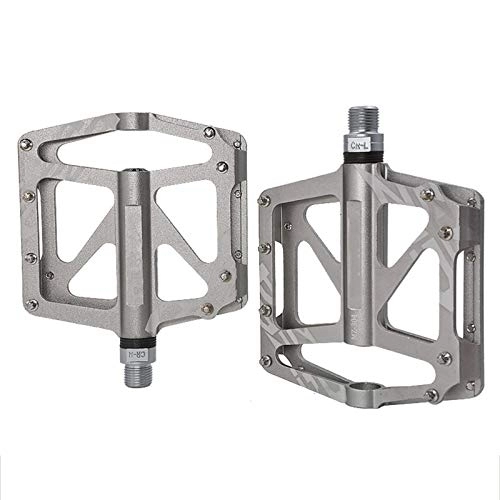 Mountain Bike Pedal : Bike Pedals, Aluminum Alloy Non Slip Chrome Molybdenum Steel Shaft Pedals Bicycle Accessories for Mountain Road Trekking Bike, Gray