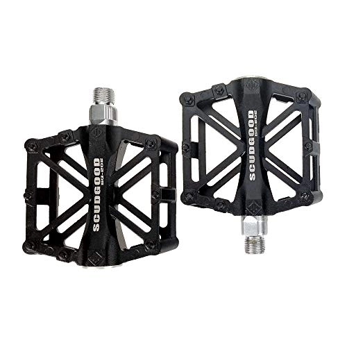 Mountain Bike Pedal : Bike Pedals Aluminum Skid Durable Mountain Bike Pedal 1 Fixed Gear Footrests for MTB BMX Mountain Road Bike (Color : Black)