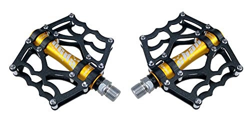Mountain Bike Pedal : Bike Pedals, Bicycle Bearing Pedal Mountain Road Bike Pedal Aluminum Alloy Anti-slip Pedal Bicycle Replacement Parts(Black gold)