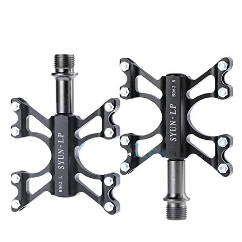 Mountain Bike Pedal : Bike Pedals Bicycle Pedal Aluminum Alloy Mountain Bike Pedal MTB Road Cycling Sealed 3 Bearings Pedals ForUltra-Light Bicycle Parts (Color : Black)