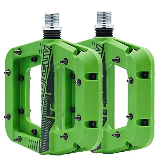 Mountain Bike Pedal : Bike Pedals Bicycle Pedal Nylon Fiber Ultralight Wide Bearing Pedal Flat Platform Pedals 9 / 16 Inch MTB Bearing Pedals Bicycle Parts Mountain Bike Pedals (Color : Green)