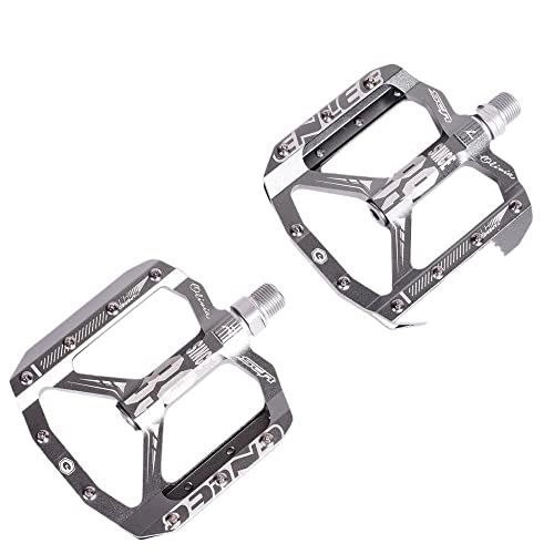 Mountain Bike Pedal : Bike Pedals Bicycle Pedals Mountain Bike Bearing Pedal Off-road Pedal CNC Aluminum Alloy High-intensity Pedal Rappelling Bearing Mountain Bike Pedals (Color : Gray)