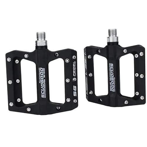 Mountain Bike Pedal : Bike Pedals Bicycle Pedals Nylon Fiber Ultra-light Mountain Bike Pedal 4 Colors Big Foot Road Bike Bearing Pedals Cycling Parts Mtb Pedals (Color : Black)