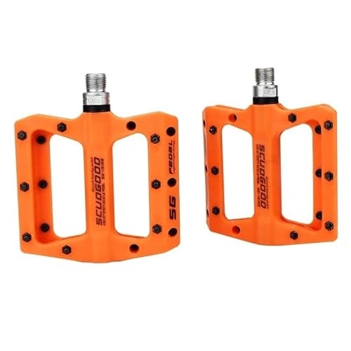 Mountain Bike Pedal : Bike Pedals Bicycle Pedals Nylon Fiber Ultra-light Mountain Bike Pedal 4 Colors Big Foot Road Bike Bearing Pedals Cycling Parts Mtb Pedals (Color : Orange)