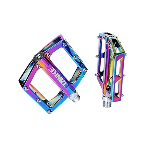 Mountain Bike Pedal : Bike Pedals Bicycle Pedals Ultralight Aluminum Alloy Colorful Hollow Anti-skid Bearing Mountain Bike Accessories MTB Foot Pedals Cycling Bike Pedals (Color : COLORFUL A pair)