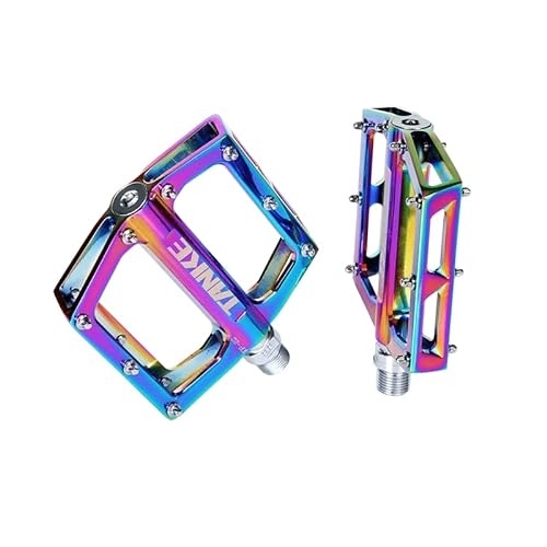 Mountain Bike Pedal : Bike Pedals Bicycle Pedals Ultralight Aluminum Alloy Colorful Hollow Anti-skid Bearing Mountain Bike Accessories MTB Foot Pedals Mountain Bike Pedals (Color : COLORFUL-A pair)