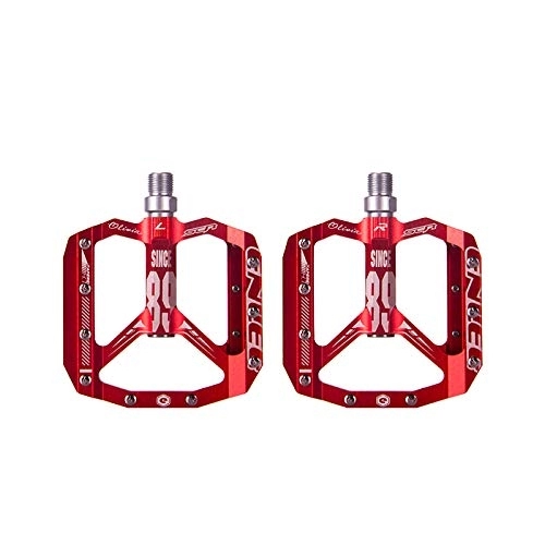 Mountain Bike Pedal : Bike Pedals Bike Flat Pedal MTB CNC Non-Slip Aluminum Alloy Bicycle Pedal DU Bearings Mountain Bicycle Pedals Bicycle Parts Mountain Bike Pedals (Color : Red)