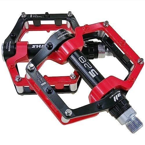 Mountain Bike Pedal : Bike Pedals Bike Flat Pedals Cycling Pedals Platform for Mountain Bike Road Bicycle Accessories (Color : Red, Size : One size)