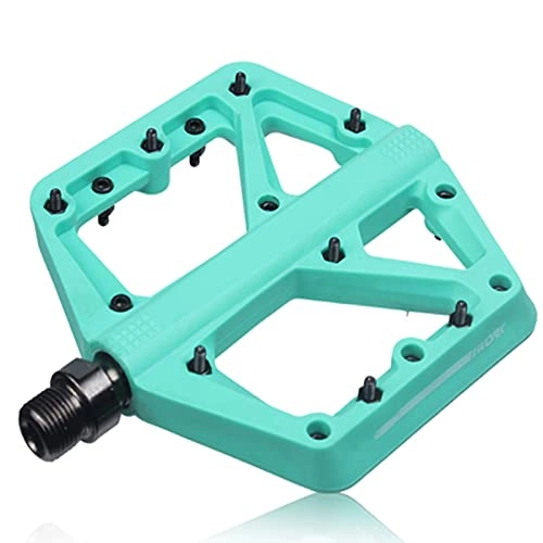 Mountain Bike Pedal : Bike Pedals Bike Nylom Pedal Seal Bearings Flat Mountain Bicycle Pedals Road Platform Pedal Parts Easy to Operate (Color : Green, Size : 11.2x11.5x1.25cm)